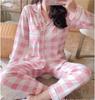 Pijama Cardigan Feminino Primavera e Outono Manga Longa Calça Conjunto Outono Tamanho Grande Desenho Animado Casual Estudante Roupas de Casa Conjunto de Duas Peças Outono