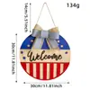 Guirlanda de Madeira do Dia da Independência Americana Transfronteiriça Pendurada na Porta Decoração de Janela Decoração Pendurada Sinal de Madeira Laço de Boas-Vindas Porta do Pátio