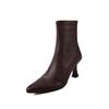 Botas Delgadas Elegantes y Sexy de Tacón Alto de Piel de Cabra de Primera Capa Invierno 2025 Botines Cortos de Cuero Genuino de Punta Fina Stiletto para Mujer, Tallas Grandes y Pequeñas Pueden Ser Devueltas