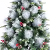 Árvore de Natal branca de PVC com ponta afiada, pinhas, flocagem simulada e efeito de neve, árvore de luz para decoração de Natal interna