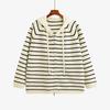 Moletom com Capuz Raglan Color Block Tamanho Grande Feminino Jaqueta 2026 Inverno Cardigan de Tricô Versátil Casual para Mulheres Plus Size 23379