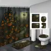 Cortina de Chuveiro Fantasma de Halloween Tapete de Banheiro Conjunto de Quatro Peças Série 3 Banheiro Divisória de Separação Seca e Úmida Cortina de Chuveiro Cortina de Chuveiro à Prova d'Água