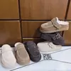 Novidade de Inverno Sandálias Birkenstock de Couro Genuíno com Solado Grosso para Mulheres Fivela de Metal Forradas com Pelúcia Quentes Bico Fechado Sandálias de Pelo para Uso Externo