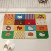 Alfombrilla antideslizante, absorbente de agua, suave para baño, inodoro, entrada, alfombra tejida de lino, diseño antideslizante de dibujos animados