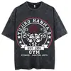 Tamanho Europeu Transfronteiriço Camiseta Masculina de Manga Curta Lavada Vintage Desenho Animado Anime Estilo Dark High Street Europeu e Americano Camiseta Curta Masculina
