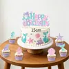 Guirnalda de letras para pancarta de cumpleaños temática oceánica transfronteriza, decoraciones colgantes en espiral temáticas del mundo submarino, adornos para pasteles y decoraciones