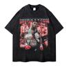 Boxe Tyson estampado manga curta T-shirt Europeu e Americano ins lavagem pesada manga curta hip hop American meia manga moda masculina marca cross-border