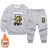 Conjunto de Duas Peças Calça Suéter de Algodão Puro Infantil Outono e Inverno Novo Conjunto Elegante para Meninos Caxemira Espessada e Veludo