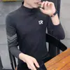 DestaqueCamisa básica unissex de gola alta, veludo dupla face, veludo alemão, outono e inverno, forrada com fleece, espessa, quente, versátil, corte justo