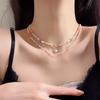 Collar de piedra rosa para mujer, nueva primavera 2024, cadena de clavícula de piedra natural, collar de cuentas de alta calidad con nicho