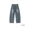 Jeans Wide Leg Scythe Americano de Alta Rua para Homens e Mulheres Lavagem Retro Emagrecedor Desgastado Tendência Versátil Casual Calças Longas