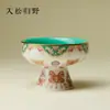 Taza de Té Cerámica Hecha a Mano de Estilo Japonés con Base Alta y un Hermoso Diseño para Uso en Casa
