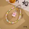 Pingente de Coelho de Contas de Arroz Fofo de Desenho Animado Pingente de Celular Estilo Pulseira Tira de Celular Versátil com Asas Feita à Mão com Contas