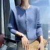 Nuevo suéter cárdigan de cachemira para otoño e invierno para mujer, cuello redondo, elegante y versátil, moderno abrigo de lana