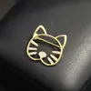 Broches Lindos de Cabeza de Gato con Incrustaciones de Diamantes Dulces Japoneses y Coreanos, Exquisitos, Simples y Versátiles, Broches de Animales Gato Estilo Línea para Mujeres