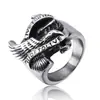 Comercio exterior suministro anillo de acero inoxidable europeo y americano al por mayor punk retro para hombre anillo Águila Platino de acero de titanio