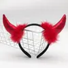 Faixa de Cabeça com Chifres de Halloween Conjunto de Tridente Faixa de Cabeça de Diabo Vermelho Adereços para Show de Máscaras Infantil e Adulto