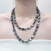 Colar Longo Irregular de Pedras Naturais Estilo Étnico Boêmio Corrente de Clavícula Corrente de Suéter da Moda