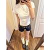 Shorts de mezclilla lavada estilo americano de talla grande para mujer, Verano Nuevo Retro Hot Girl Cintura baja Adelgazantes Rectos Pantalones cortos