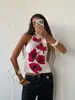 2025 Europeu e Americano Transfronteiriço Novo Sexy Hot Girl Estilo Férias Moda Estampado Top Tubinho de Amarrar no Pescoço Top Dupla Face para Mulheres