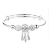 Pulsera de atrapasueños estilo Douyin, pulsera de cuentas de la suerte retro de plata, pulsera ajustable de empuje y tiro, regalo para novia, mejor amiga