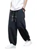 Calça larga masculina tamanho G, calça longa de verão, solta, leve, respirável, secagem rápida, estilo chinês 8X calça harém