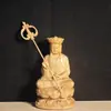 Figura de Bodhisattva Ksitigarbha Ciprés de Acantilado Taihang Montado en el Oyente Ksitigarbha Talla en Madera Maciza Adorno de Escritorio Set de Caja de Regalo
