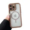 Adecuado para Iphone16Promax/15/14 Funda Personalizada Magnética Ojo de Ángel Círculo Delgado Color Puro Protección para Teléfono Móvil