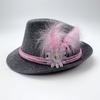Sombrero de fieltro gris Oktoberfest pluma de faisán cuerda tricolor alemana sombrero de vacaciones sombrero comercio exterior Amazon transfronterizo