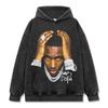 Camiseta de Manga Corta con Estampado Hip-Hop Retro Transfronterizo Sudadera con Capucha de Cuello Redondo de Manga Larga