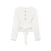 Top de punto europeo de AliExpress, superventas, moderno, casual, cuello redondo, sin espalda, con adornos de bola