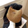 Venta Directa de Fábrica Bolso Cruzado de Paja Color Sólido, Bolso Tejido de Hombro Único Estilo Nuevo Simple y Fresco, Bolso de Playa para Vacaciones en la Playa