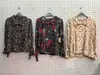 Camisa Estampada para Mujer Dama 95% Poliéster + 5% Spandex Manga Larga Camisa de Doble Botonadura Blusa Casual Femenina