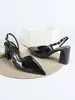 Sandalias de Verano Transfronterizas Europeas y Americanas de Comercio Exterior, Tamaño Grande, Patchwork Burdeos, Punta Cerrada, Zapatos de Tacón Grueso Puntiagudos, Venta Caliente