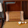 Funda de almohada de esterilla de verano Funda de almohada de seda helada fresca de verano para adultos funda de almohada de ratán esterilla de almohada de bambú individual un paquete