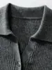 Suéter de Cashmere Feminino 100% Cashmere Puro Outono e Inverno Novo Gola Polo Cardigan Manga Longa Jaqueta Quente Top com Fechamento