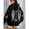 Venda Direta de Fábrica Comércio Exterior Transfronteiriço Moletom Pulôver com Capuz Retrô Feminino Estilo Preguiçoso Solto Jaqueta Casual Versátil Top