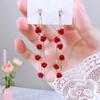 Pendientes Largos de Borla con Flor de Rosa para Mujer, Nuevo Estilo Europeo y Americano, Pendientes Florales Versátiles de Moda con Incrustaciones de Diamantes, Fashionables para el Trabajo