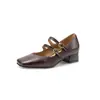 Zapatos Mary Jane de Nuevo Estilo con Doble Correa, Punta Cuadrada, Boca Baja, Zapatos de Una Sola Temporada para Primavera y Otoño, Tacón Grueso, Zapatos Profesionales para Mujer, Tallas 32-43