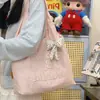 Bolsa de ombro tote estilo coreano ins moda casual com bordado de letra tridimensional, versátil para uso diário, bolsa de compras simples e leve