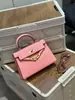 Bolsa Kelly de Segunda Generación para Mujer, Mini Bolso Cruzado, Nuevo Estilo 2026, Bolso de Hombro, Estampado de Palma, Piel Suave, Bolso de Moda Versátil y Moderno
