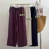 Guarde 3 Pares para Você: Calça Harem Respirável de Tencel + Linho, Cintura Elástica Confortável, Calça Casual Cropped Emagrecedora para Mulheres