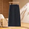 Falda midi de cuadros retro hecha a medida para mujer, de cintura alta, con abertura trasera, corte recto, estampado de leopardo sutil, adecuada para el trabajo y el uso diario, exudando un estilo sofisticado y elegante
