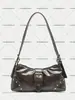 Bolso Biker Vintage para Mujer con Patrón de Ciervo en Cuero Envejecido con Decoración de Hebilla de Pin Remachado, Bolso Baguette de Hombro para Debajo del Brazo