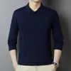 Suéter de Punto de Color Sólido Estilo Nuevo con Cuello Turn-Down para Hombres de Mediana Edad, Top Holgado de Manga Larga para Otoño e Invierno, Suéter Capa Base, Venta al por Mayor