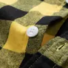Camisa xadrez masculina, estilo primavera e outono, tamanho grande, nova camisa de manga comprida da moda estilo americano, blusa masculina, jaqueta de algodão