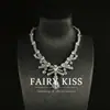 Conjunto de Collar y Aretes de Lujo de Alta Gama con Circonita Incrustada en Cera de Cobre, Colgante de Gota de Agua Brillante, Joyería de Diseño Exquisito
