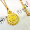 Tienda de Oro Mismo Estilo Oro Antiguo Incrustado Diamante Amarillo Dios de la Riqueza Brújula Colgante Giratorio Amarillo Dios de la Riqueza Brújula Colgante Cadena para Suéter