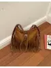 Comércio Exterior Atacado Bolsa Feminina 2026 Nova Tendência Moda Chique Franja Patchwork Ombro Único Transversal Bolsa de Axila Retrô