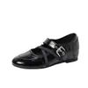 Zapatos Retro Rojos de Tacón Bajo con Aumento Oculto de Altura 4cm Reductores de Edad Punta Redonda Correa Cruzada Corte Bajo Zapatos de Ballet Mary Jane para Mujer